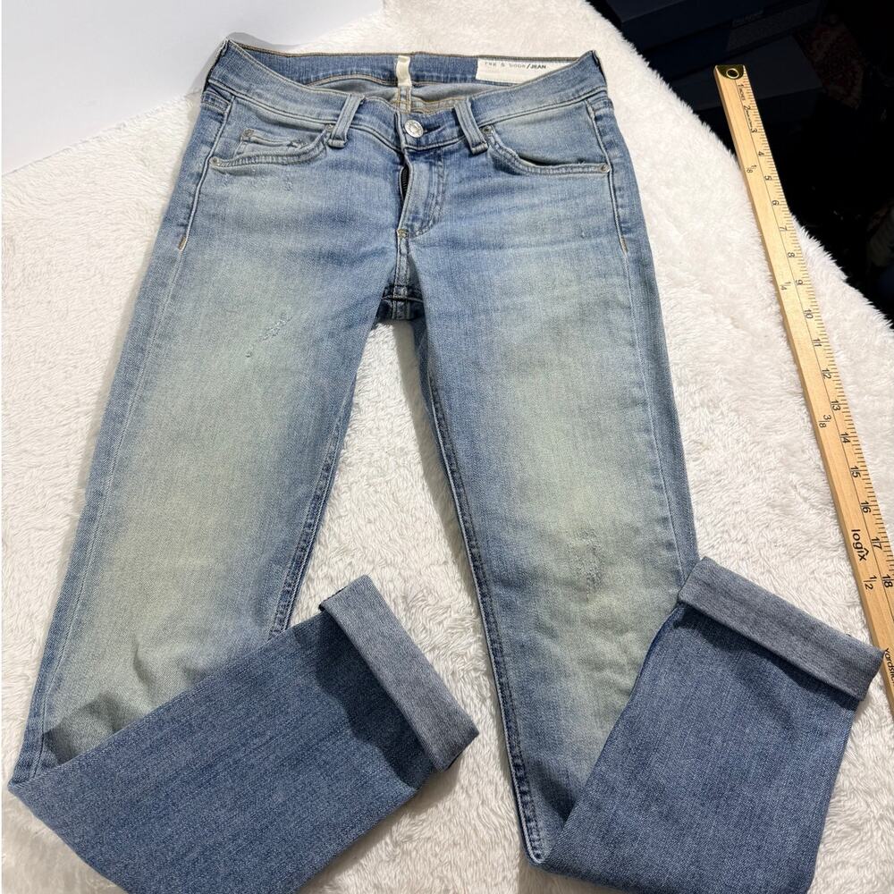 Rag N Bone SKinny Jean Size 24 Excellent  Light-Med Wash Stretch Mid Rise